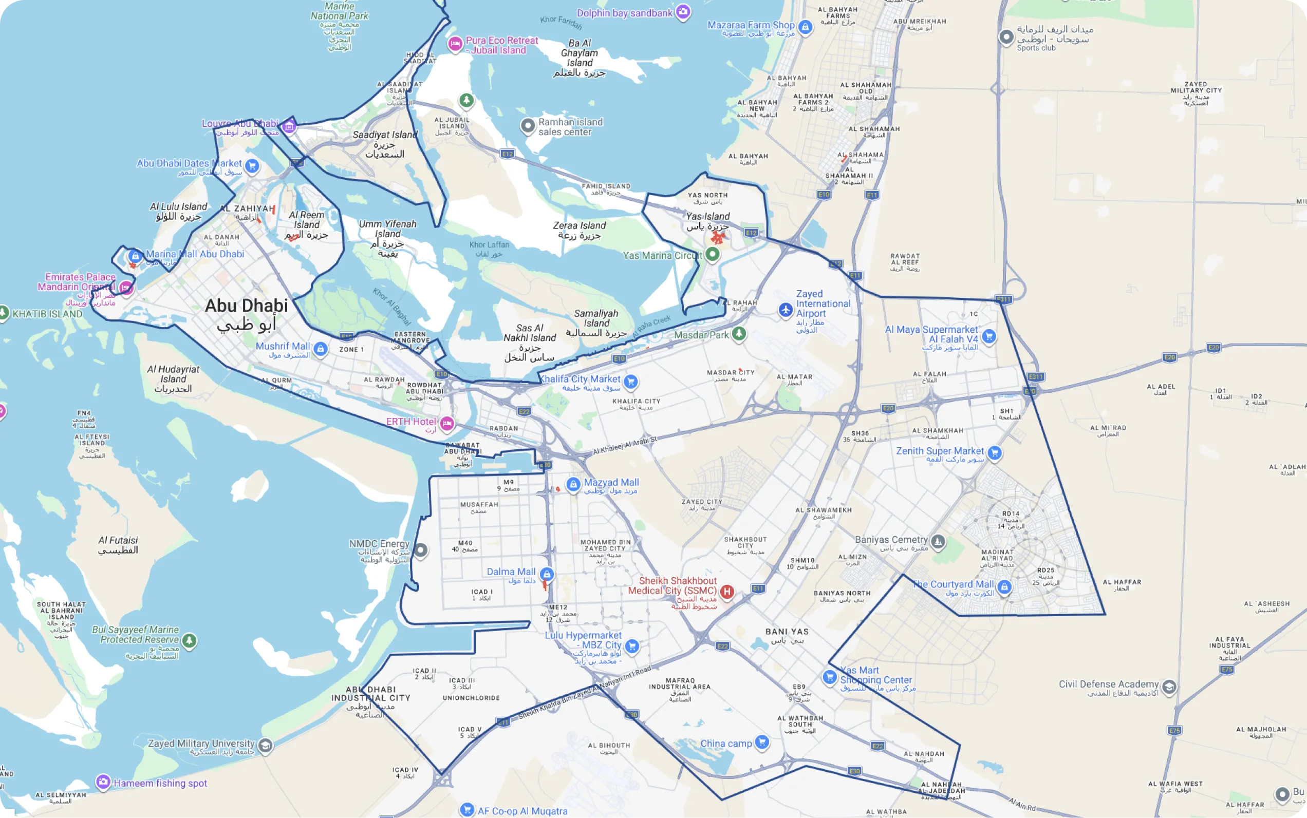 Abu Dhabi operational zone outline