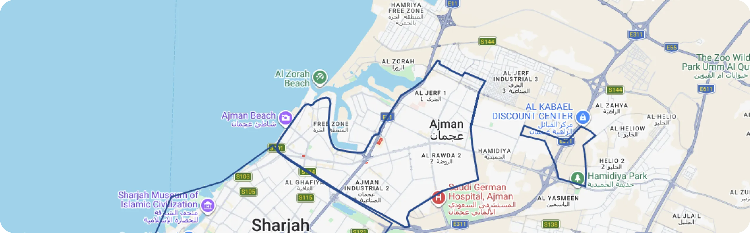 Ajman operational zone outline