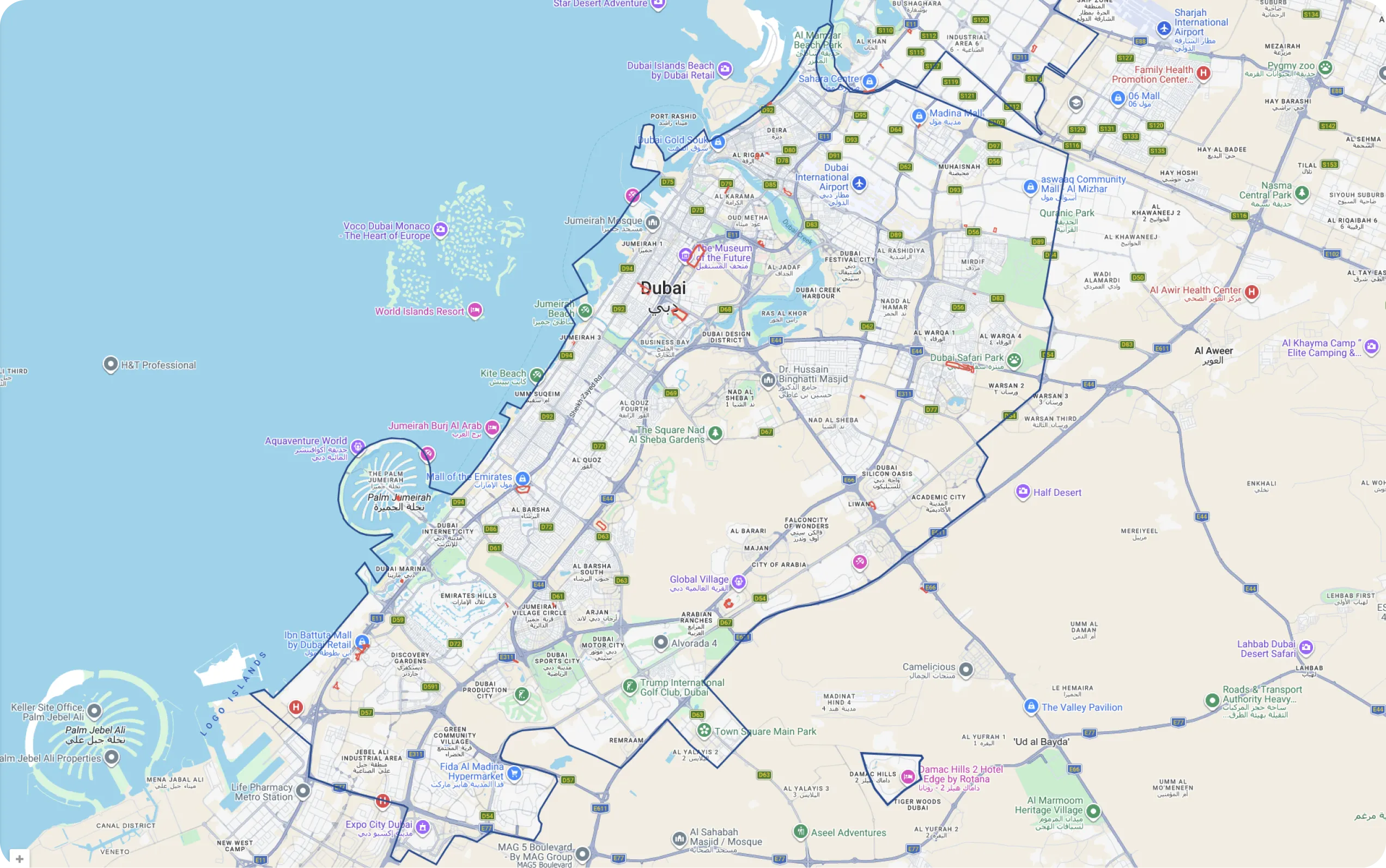 Dubai outlined zone