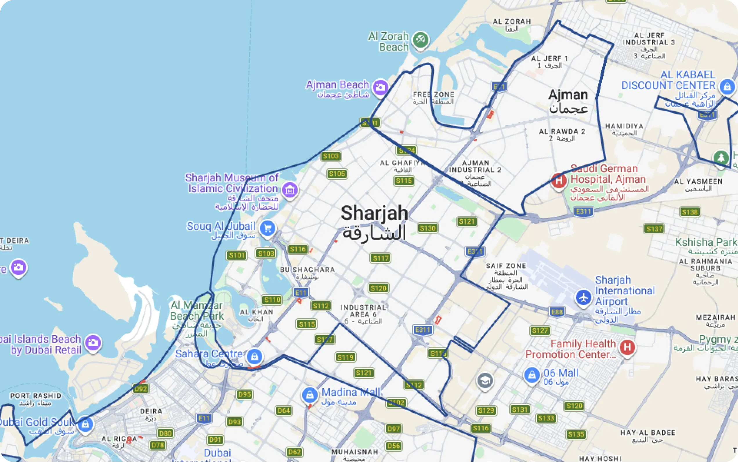 Sharjah operational zone outline